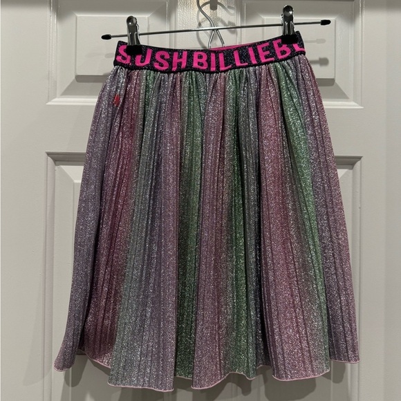 Billieblush skirt metallic pleated multicolor shimmer girl l size 10 pink NWOT - Picture 2 of 9
